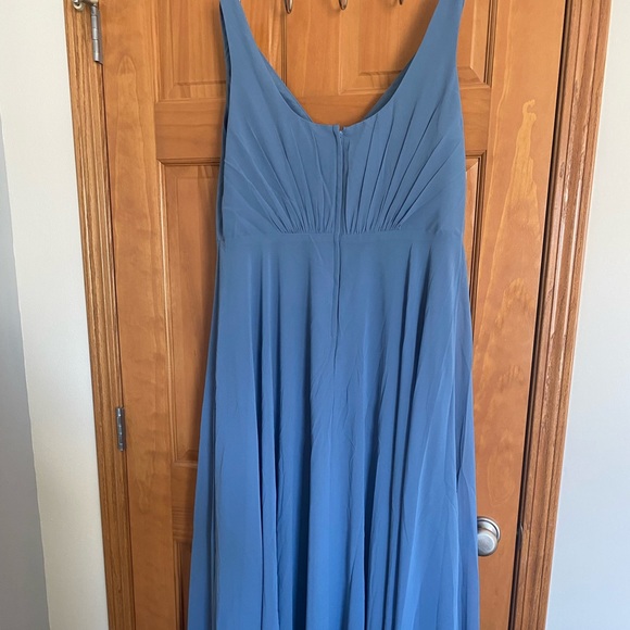 V-Neck Tank Full Skirt Bridesmaid Dress in color Steel - Picture 4 of 6